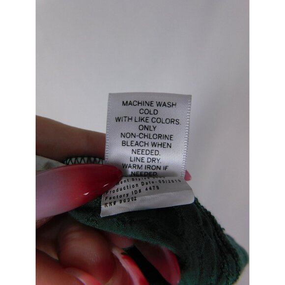 Dressbarn Shirt Womens 3X Green Smocked Henley Peasant Boho Rayon Long Sleeve - Picture 12 of 12